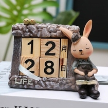 Brief Creative Rabbit Cartoon Calendar Home Pendulum Everyday Breakfast Personality Photo Kindergarten Date Cards