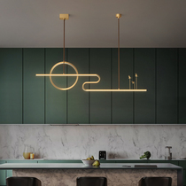 Full copper light extravagant restaurant chandelier Nordic minimalist long strip lamp restaurant line modern minimalist bar new Chinese chandelier