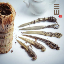 Sanshantang handmade pure copper tea knife Puer special tea cone high-grade black tea white tea dual-purpose open cutting Tea Needle Tea Tool