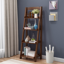 Solid wood multi-layer bookshelf Economical bedroom household simple shelf Balcony flower rack Simple wooden trapezoidal shelf