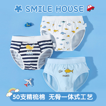 Laughing House Boys 50pcs Pure Cotton Triangle Fartless Big Baby Cotton Kids Underwear