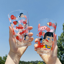 Japanese cute glass cup student ins cartoon straw scale Cup creative girl heart Cup heat-resistant