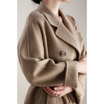 NZ gake heavy 100 suede not chromed pure mountain cashmere double-row buttoned water corrugated bifacial cashmere dresses woman mid-length