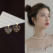 Korean temperament advanced sense stud female French Net red retro earrings 2021 New Tide ear clip sterling silver earrings