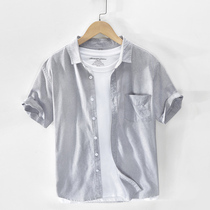 Summer Brief Total Cotton Oxford Spun Short Sleeve Shirt Men Casual 100 Hitch Fashion Inch-Shirt Loose Half Sleeve Pure Cotton Lining