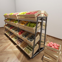 Fruit and vegetable rack supermarket steel wood fruit shelf fresh shop vegetable shop display rack display shelf creative multi-layer Xu