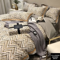 Baijialovers light and luxurious 100 full cotton mill wool four pieces long suede cotton autumn winter warm bed linen pure cotton bed supplies