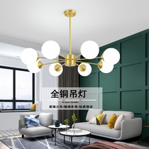 Nordic American Copper chandelier led modern simple atmosphere Household living room Bedroom study Dining room Villa lighting