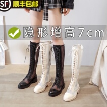 Net Red Hollowed-out Mesh Yarn Long Boots Woman Summer Thin with Breathable Summer High Cylinder White Long Drum Boots Female Rider Boots
