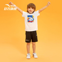 Anta official flagship store Childrens T-shirt Boys T-shirt Short sleeve quick-drying 2021 sportswear Summer childrens white childrens clothing