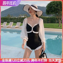 Swimsuit women autumn and winter New Korean long sleeve Conservative belly thin hot spring student sunscreen vacation swimsuit