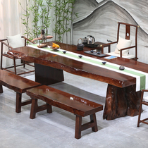 High-end New Chinese Original Solid Wood Large Plate Zen tea table Table Chair Stool Combination Boss Tea Tea Desk Tea Table Solid Wood