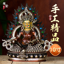 Breaking on Huang Caiyu Buddha statue hand 10 inch of fortune statue Buddhist tools supplies of purple copper plated silver Bala copper statue