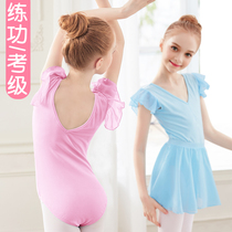 Children Dance Suit Girls Summer Short Sleeve Ballet Dresses Pink Body Test Class Dancing Clothes Suit