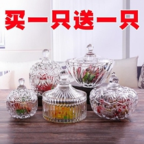 European candy jar crystal sugar box transparent European jar with lid candy glass creative storage tank fruit cup