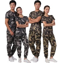 Military camouflage suit Mens summer womens fashion work clothes Quick-drying camouflage short-sleeved t-shirt thin security suit