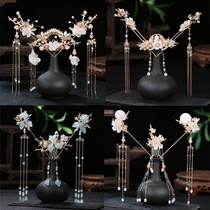 Hanfu headdress tassel step shake hair hairpin ancient style super fairy crown hair comb pair hairpin full set of ancient costume fairy hair hairpin hair accessories