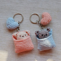 2020 new crochet handmade DIY homemade gift material bag love couple mouth kangaroo phone pendant