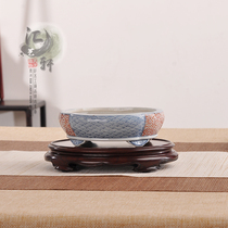 Solid Wood Purple Light Sandalwood Type Whole Wood Oval Snuff Pot Swing Piece Base Bay Teapot Chite Jade Ware Bonsai Base