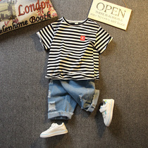 Korean boy summer suit 2021 New handsome child Net red Korean version of foreign style children summer thin tide