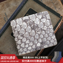 Qimings original design hand-sewing and making Italian original color vegetable tanned leather short section real snakeskin wallet money cloth