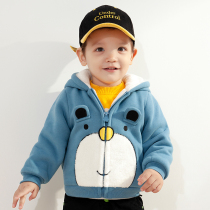 Baby cotton-padded clothes Winter Children girls fleece plus velvet jacket boys coat baby hooded warm clothes