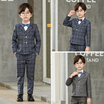 Childrens suit set boys spring and autumn casual dress wedding coat little boy performance costume plaid small suit