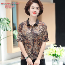 2021 new mother summer dress foreign style short sleeve shirt middle-aged womens chiffon shirt middle-aged womens chiffon shirt