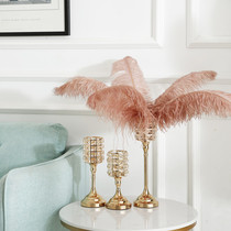 European crystal candlestick ornaments Household living room dining table model room candles Taipei European Romantic decorations