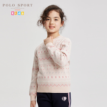 Polosport girls line knitted shirt 2022 autumn and winter new cute flower casual warm sweater