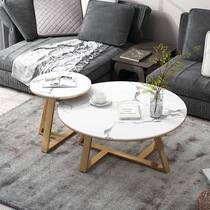 Round tea table simple economical living room side tea table oval marble creative Nordic small apartment tea table