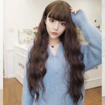 Wig female full head cover type long hair Long curly hair corn hot big waves net red cute round face realistic natural fluffy