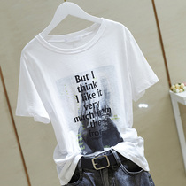 Boomer Short Sleeve T-Shirt Woman Pure Cotton 2021 Summer New Bamboo Festival Cotton Print Loose big code Brief about 100 lap blouses
