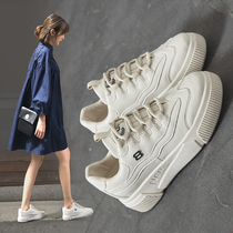 Hong Kong Small White Shoes Women Fall 2020 New 100 Hitch Version Student Leather Face Flat-bottomed Sneakers Casual Board Shoe Tide