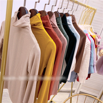 Boy Fashion Spring Autumn Season Boy Girl 100 Hitch Long Sleeve T-shirt Child High Collar Pure Color Slats White Black Compassionate