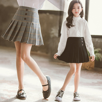 Girls pleated skirt Short skirt plaid skirt 2021 autumn new foreign style Korean version of the childrens college style skirt tide