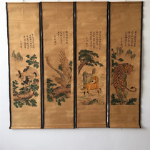 Collection flower-and-bird old collection of hand-painted calligraphy and painting lao hua scroll painting si tiao ping living room decorative painting charactizing a fine spring day