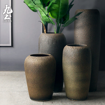 Floor ceramic large vase Living room Retro-style emulation Flower flower arrangement Dry flower Home Decorative Items Swing big and small