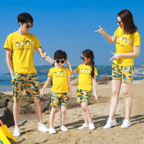 A family of four summer 2021 New Tide camouflage shorts casual holiday mother and son mother and daughter set