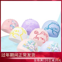 Waterproof ear protection silicone swimming cap for men's and women's professional long hair large cartoon printing cute high-elastic swimming cap