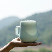 Landscape Lotus Cup Jingdezhen ceramic mug literary retro Cup female male large capacity water Cup couple Cup