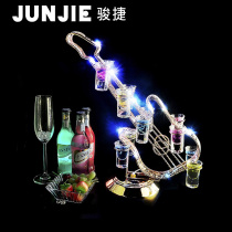 Bar KTV wine set cocktail Cup shelf creative wrought iron LED glowing wine rack 12 hole bullet Cup combination kit
