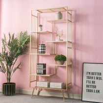 Nordic Bookshelf Floor-to-ceiling simple shelf Multi-layer living room wrought iron light luxury display shelf ins bookcase storage rack