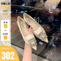 (shei Susinyin) Norway meet ~ temperament pointed square button water drill coarse heel single shoe woman high heel shoe commute