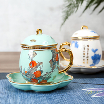 Gaochun high-end Golden branches and Jade leaves tea cup bone porcelain tea set Court wind Tea Teapot filter home high-end gifts