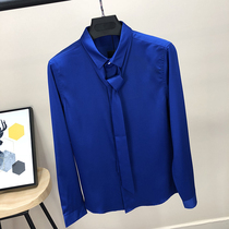 Blue shirt mens long-sleeved Korean version of the trend handsome casual white shirt mens youth business formal black inch shirt trend