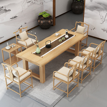 High-end Custom Gongfu Tea Desk Solid Wood Tea Table And Chairs Combine New Chinese Log Bubble Tea Table Modern Minimalist Zen
