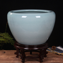Jingdezhen fish tank Ceramic water lily basin Lotus basin King-size fish basin goldfish turtle tank household living room ornaments