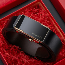 Mens belts genuine leather pure cow leather No teeth Automatic buckle Newear youth Leisure 100 hitch business Paul belt male