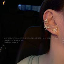 Cracked Wall recommended ins super beautiful earless ear clip fairy stone earrings female sterling silver Super fairy butterfly ear jewelry